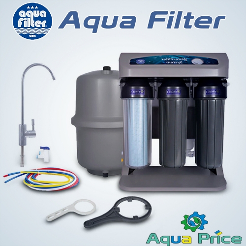 7-ступенчатая система обратного осмоса Aquafilter ELITE7G-GP с насосом, манометром и ионизатором AIFIR2000