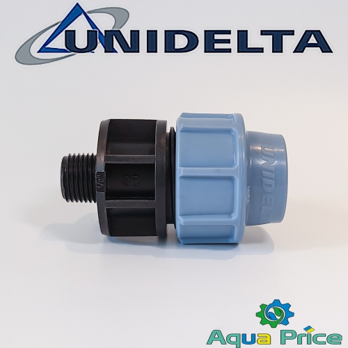 Муфта 25-1/2" НР Unidelta с наружной резьбой для труб ПНД Муфта 25-1/2" НР Unidelta с наружной резьбой для труб ПНД