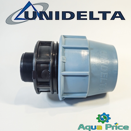 Муфта ПЭ 63-1 1/2" НР Unidelta с наружной резьбой для труб ПНД