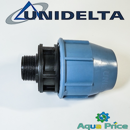 Муфта ПЭ 63-1 1/4" НР Unidelta с наружной резьбой для труб ПНД