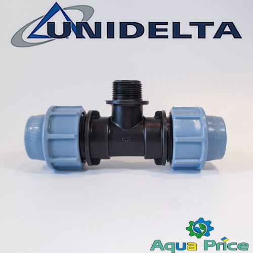 Тройник 25-3/4"-25 НР Unidelta для ПНД труб Тройник 25-3/4"-25 НР Unidelta для ПНД труб