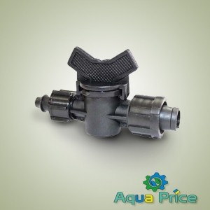 Кран стартовый с поджимом для капельной ленты Ø 16мм (Черный) Кран стартовый с поджимом для капельной ленты Ø 16мм (Черный)