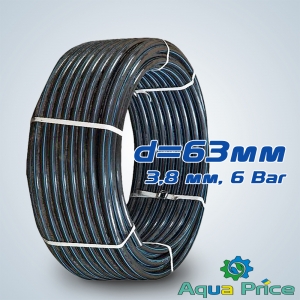 Труба ПНД 63x3,8мм ПЭ для водопровода PN 6 Труба ПНД 63x3,8мм ПЭ для водопровода PN 6