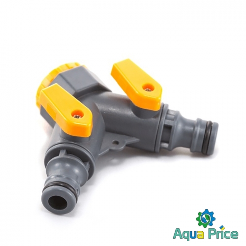 Кран шаровый Presto-PS на 2 выхода с внутренней резьбой 1/2-3/4" (5002)