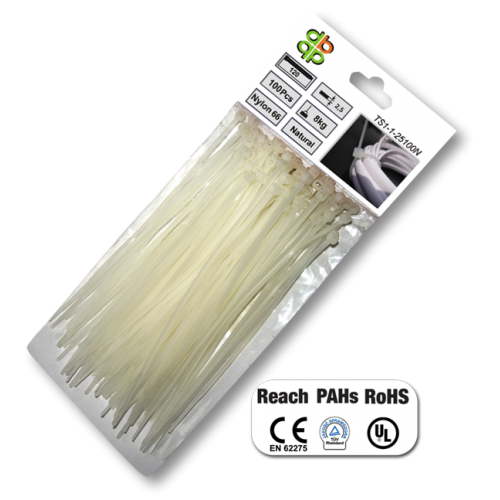 Стяжки кабельные пластиковые, белые, NEUTRAL, 7,6*300 мм, TS1176300N