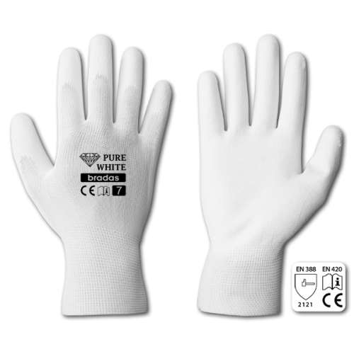 Перчатки защитные PURE WHITE полиуретан, размер 10, RWPWH10