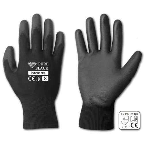 Перчатки защитные PURE BLACK полиуретан, размер 11, RWPBC11 Перчатки защитные PURE BLACK полиуретан, размер 11, RWPBC11