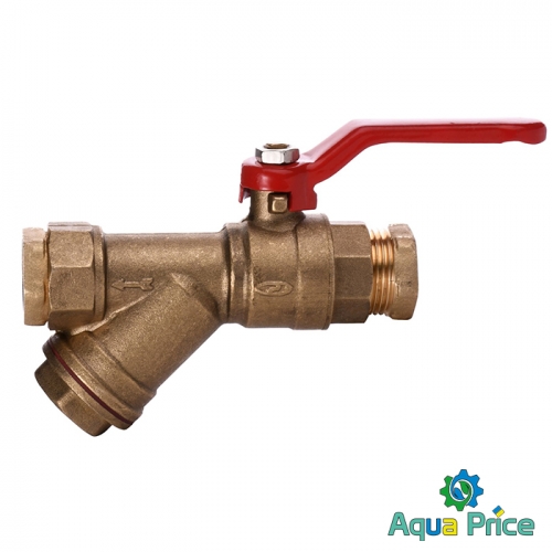 Кран шаровый с фильтром для водомера 1/2" + 3/4" 8031 17896 от