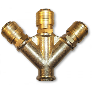 Трійник РВ 3/8" + 3 конектори - латунь, SP025