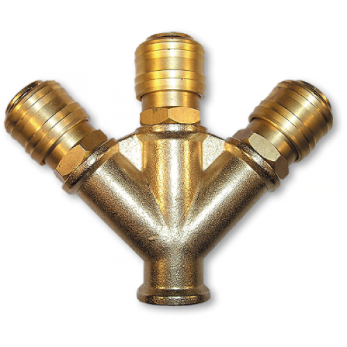 Трійник РВ 3/8" + 3 конектори - латунь, SP025