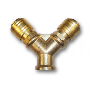 Двійник РВ 3/8" + 2 конектори - латунь, SP026