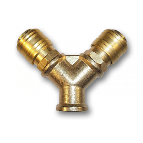 Двійник РВ 3/8" + 2 конектори - латунь, SP026