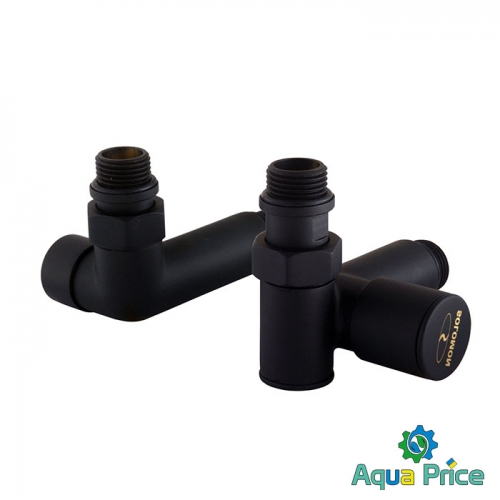 Набор Кран вентельный угловой с американкой LUX 1/2" TEN (2шт.) BLACK 20286 от Solomon