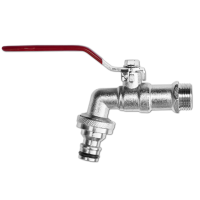 Кран кульовий 1/2" латунний нікельований з адаптером, GKK0412