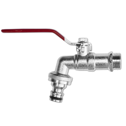 Кран шаровой 1/2" латунный никелированный с адаптером, GKK0412