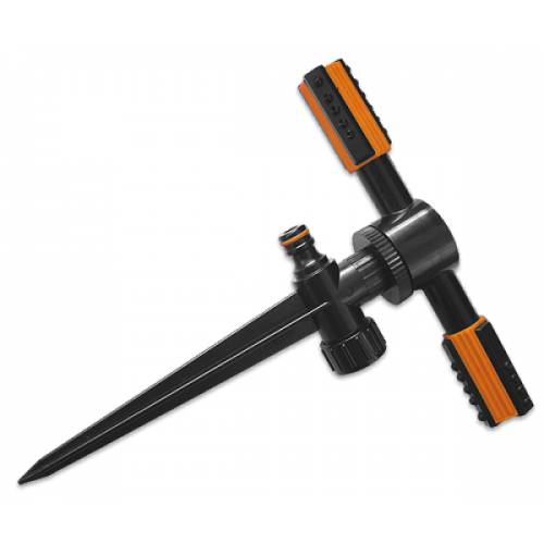 Ороситель вращающийся DUO, 2-х рожковый, на колышке, ECO LINE, ECO-TS1010