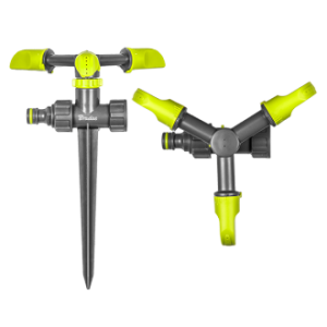 Ороситель вращающийся, 3-х рожковый на колышке, LIME EDITION, LE-6102