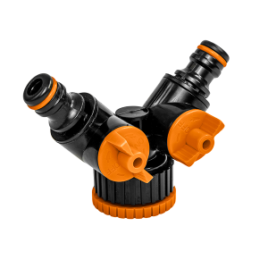 Тройник с запорными кранами, резьба внутренняя 1", редукция на 3/4", ECO-PWB2222L