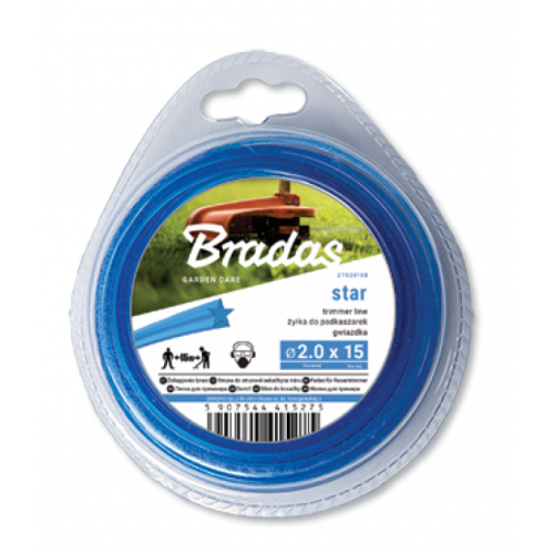 Леска для триммера, TRIMMER "звезда", 2,4х15 блистер, ZTG2415B