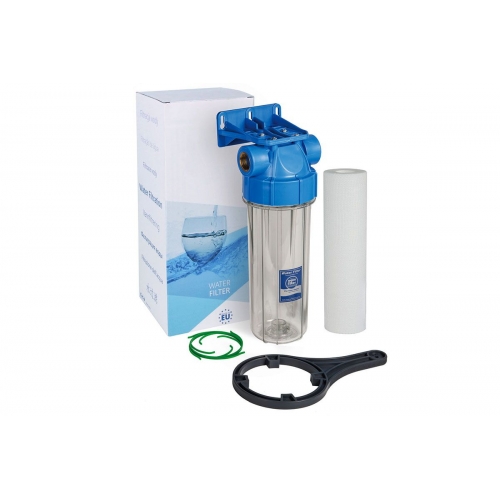 Корпус фильтра с клапаном FHPR12-B1-AQ, синяя крышка, прозрачный корпус