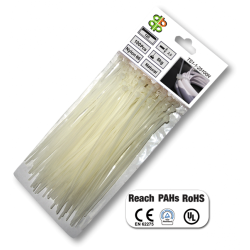 Стяжки кабельные пластиковые, многоразовые, белые, NEUTRAL, 7,6*370 мм, TS1276370N