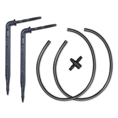 Комплект - капельница прикорневая угловая 2шт, отрез трубки 50см 2шт, двойник - 4 мм, DSK-2122L