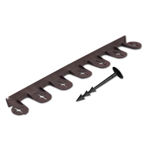 Бордюр газонный PALISGARDEN, 75м, набор-125 элементов / 60 см*38мм+300 колышков GeoPEG, коричневый, OBP1201-075BN