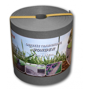 Бордюр газонный прямой, BORDER, 6м х 15см х 2.8мм, серый, OBPGY06150