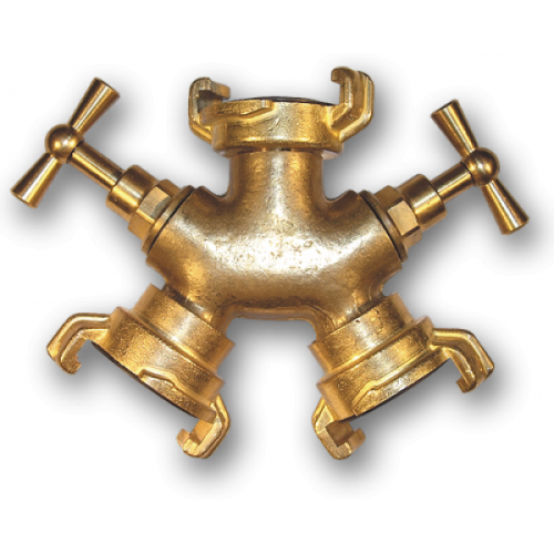 IMITATE GK Тройник байонетный, 1-вход и 2-выхода с отдельным и кранами, ЛАТУНЬ, GKI333C