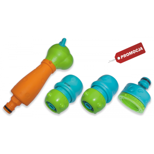 Набор детский для полива, ороситель 3-х функциональный, коннектор 1/2 перех. на 5/8, STOP+STANDART, адаптер 1/2 перех. на 5/8, BLACK LINE, ECO-4540