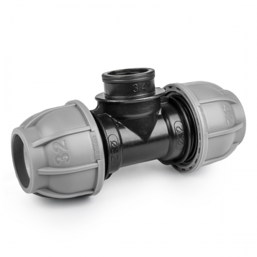 Тройник для труб PE, 40 мм, PN10, с внутренней резбой 1", DSRA10T40F1