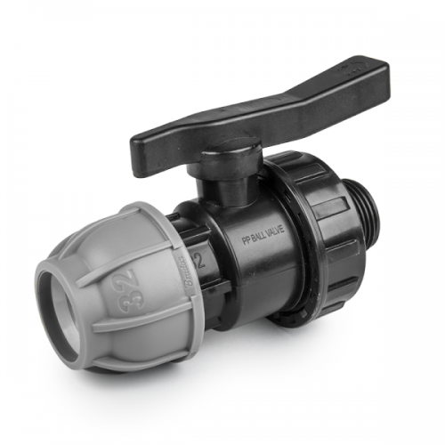 Кран для труб PE, 20мм, PN10, із зовнішнім різьбленням 1/2", DSRA10V20M12