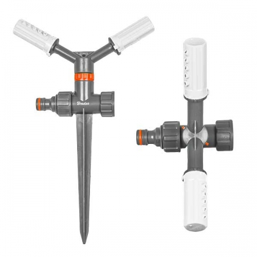 Ороситель вращающийся 2-рожковый, пластиковый на колышке, WHITE LINE, WL-6106