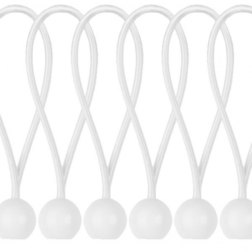Эластичный резиновый шнур с шариком, 15см, 10шт, BUNGEE CORD BALL, BCB-0515WH-B