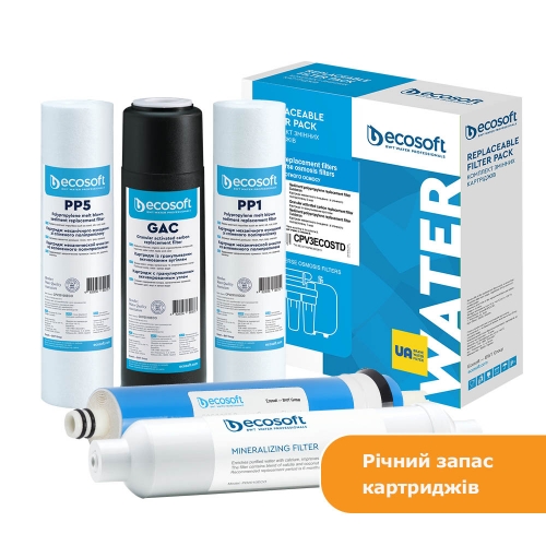 Годовой запас картриджей Ecosoft для фильтра обратного осмоса Ecosoft Standard PRO