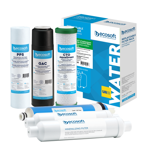 Комплект из 6 картриджей для фильтра обратного осмоса Ecosoft Absolute с минерализатором