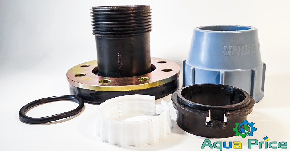 Детали муфты фланца ПЭ 110-4" Unidelta