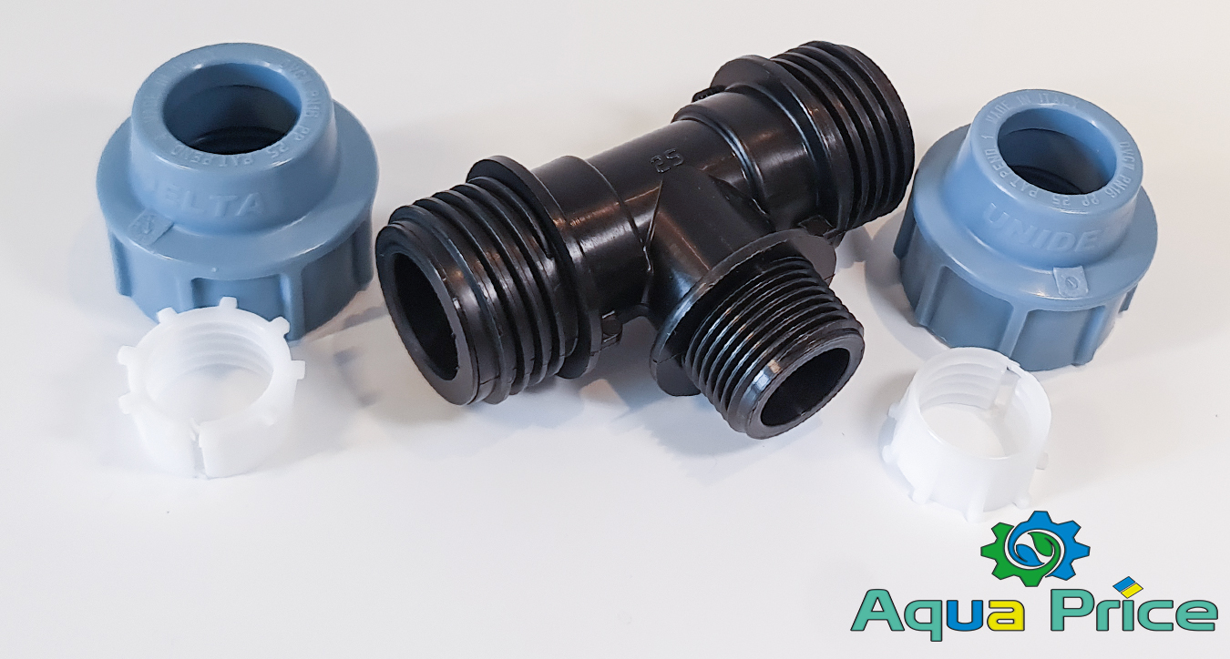 Элементы Тройника 25-1"-25 НР Unidelta пластикового для труб ПЭ