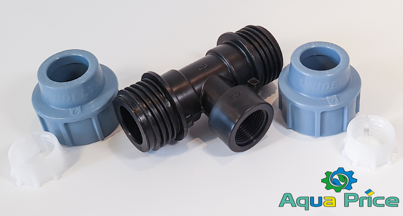 Детали Тройника 25 мм 3/4 ВР Unidelta пластикового для труб ПЭ