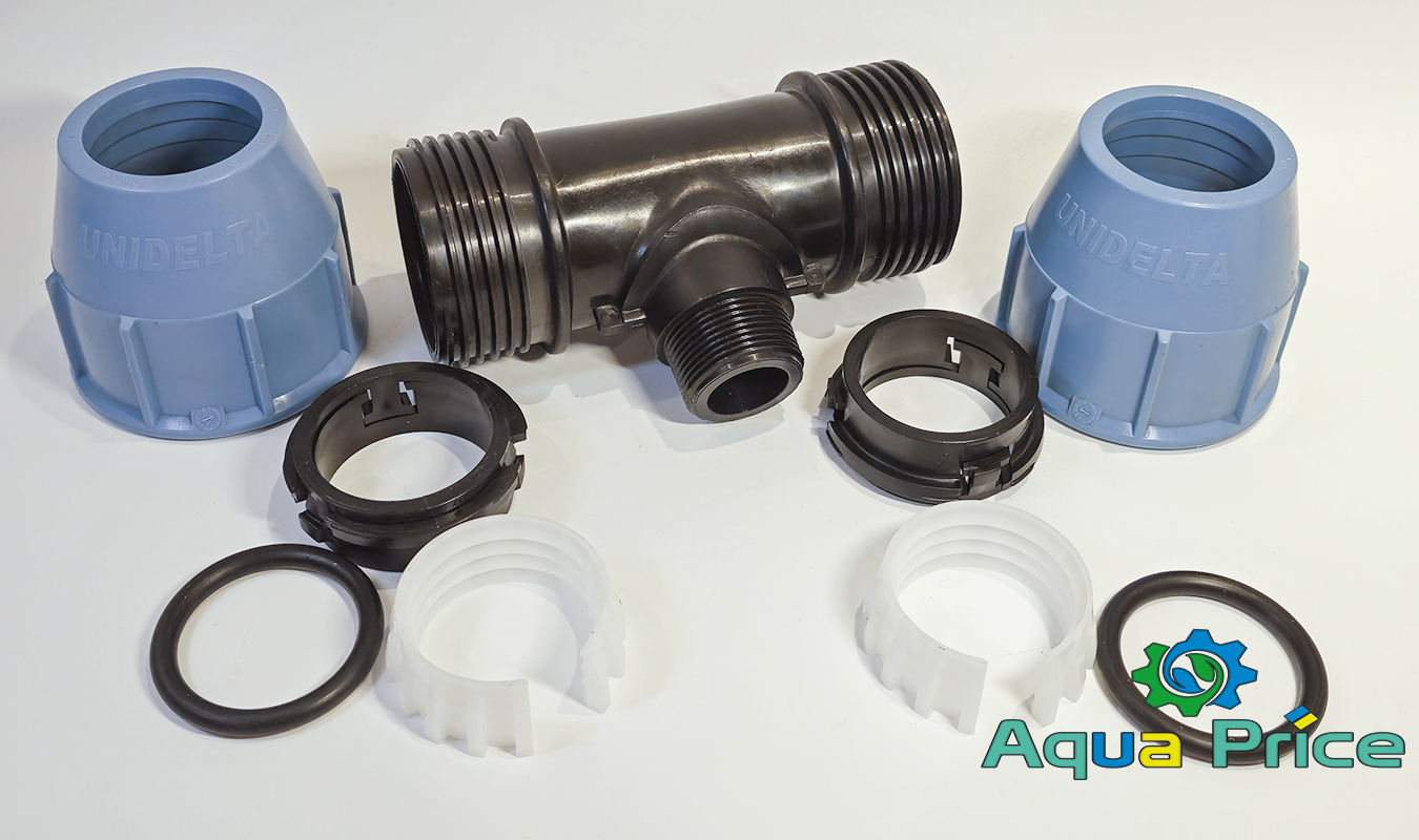 Элементы Тройника 40-1 1/4"-40 НР Unidelta компрессионного для труб ПЭ