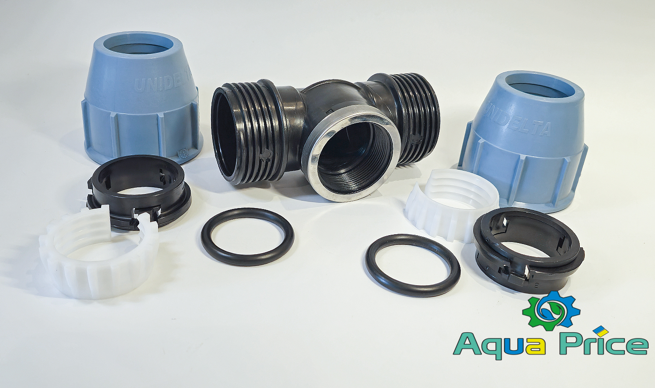 Компоненты Тройника 40-1 1/4"-40 ВР Unidelta компрессионного для труб ПЭ