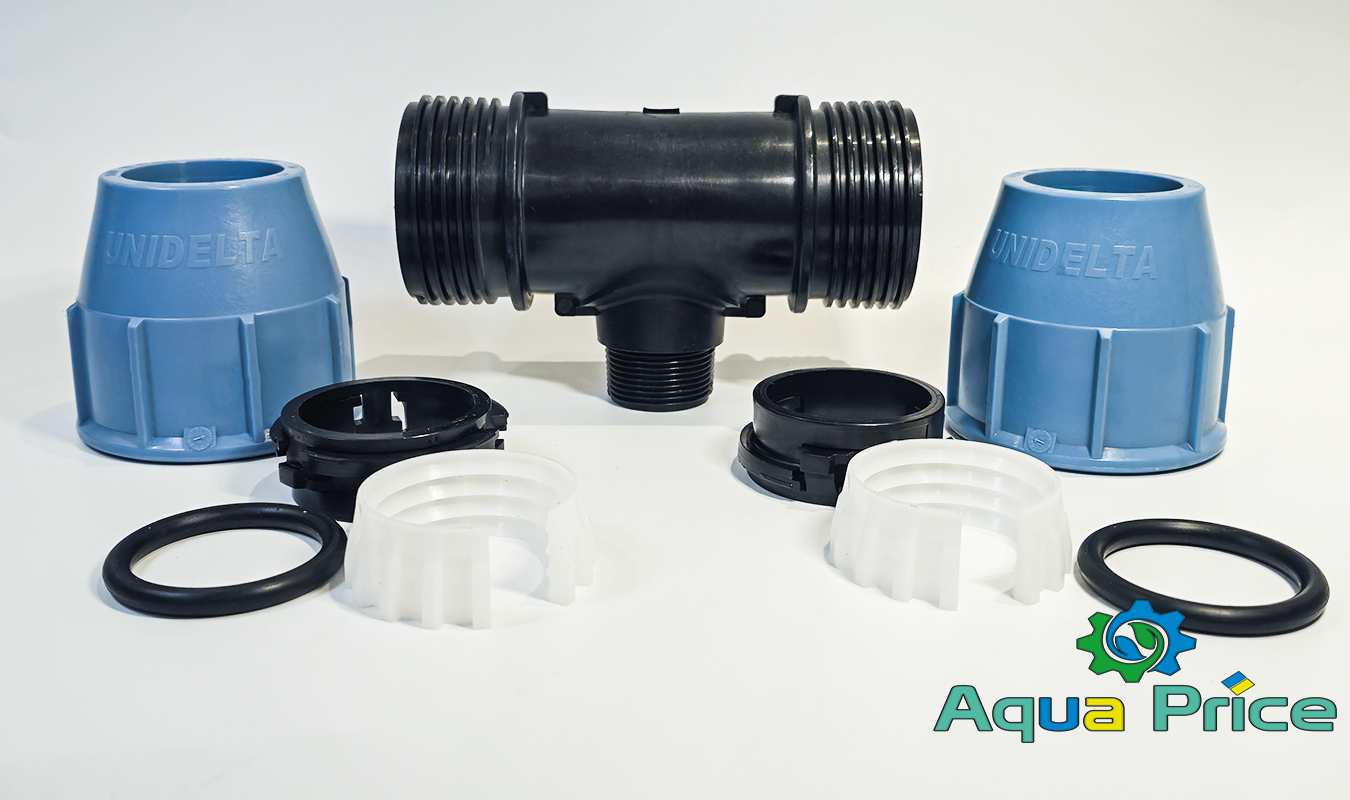 Детали Тройника 40-1"-40 НР Unidelta компрессионного для труб ПЭ