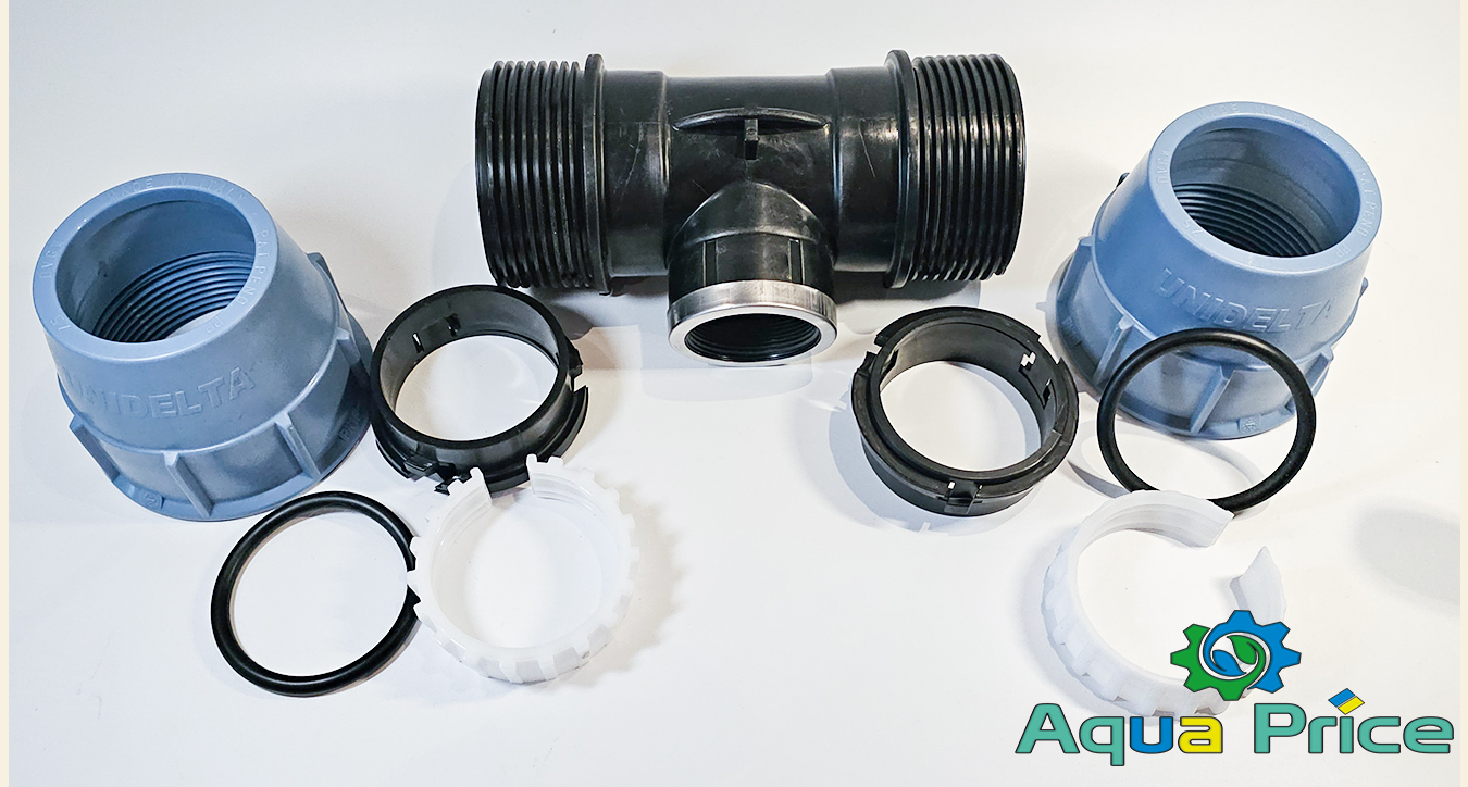 Детали пластикового Тройника 110 мм 4" ВР Unidelta для труб ПЭ