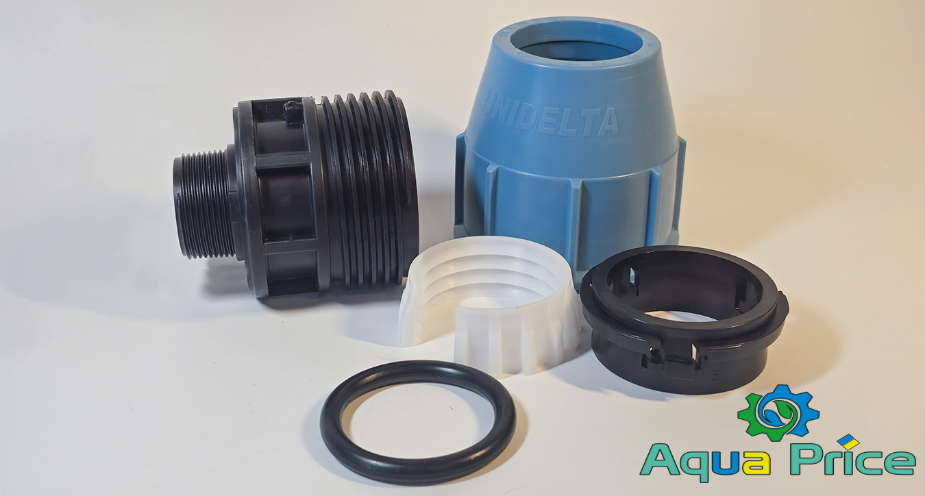 компоненты муфты 110 с наружной резьбой 2" Unidelta для полиэтиленовых труб