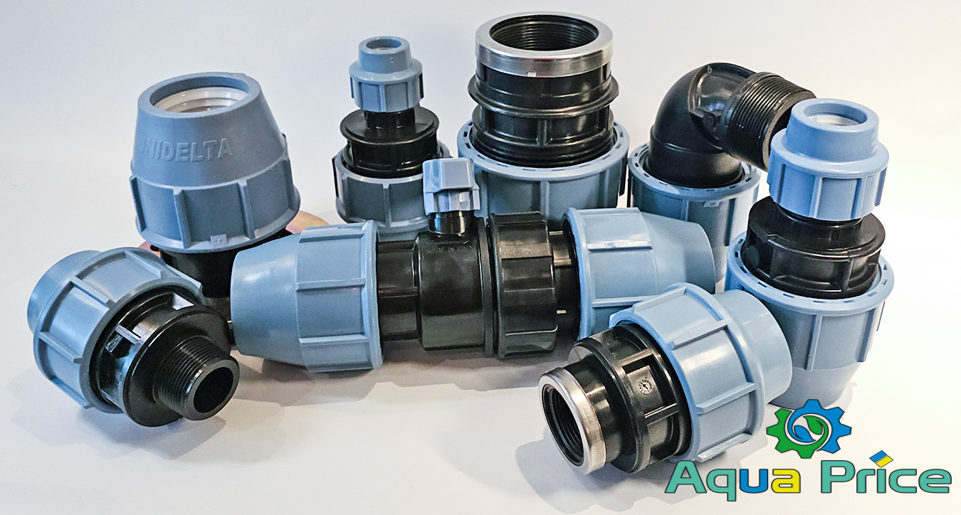 Муфты компрессионные Unidelta различного типа Муфты Unidelta для ПНД труб